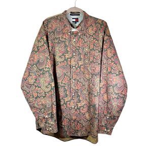 Tommy Hilfiger 100% Cotton Dress Floral Print Shirts Size XL